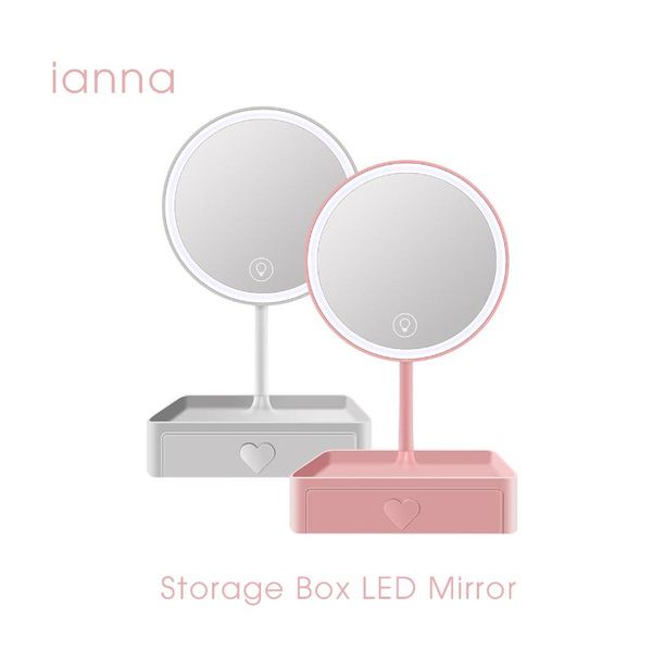 

compact mirrors ianna lm02 storage box makeup 3 colors led mirror hd glass table usb desk dressing with 5 times magnifier