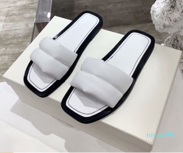 

classic fashionable trend necessary sheet is tasted flat slippers luxury brand designer womens daily leather sandals fashionable shoes box, Black
