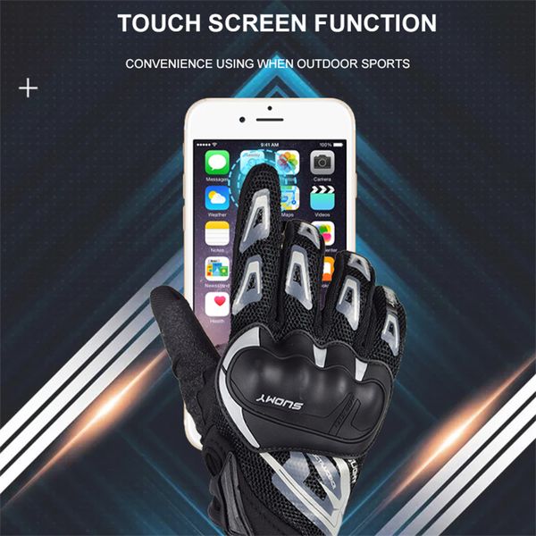 

suomy motorcycle gloves summer mesh breathable moto gloves full finger men women touch screen motocross riding glovesg, Blue;gray