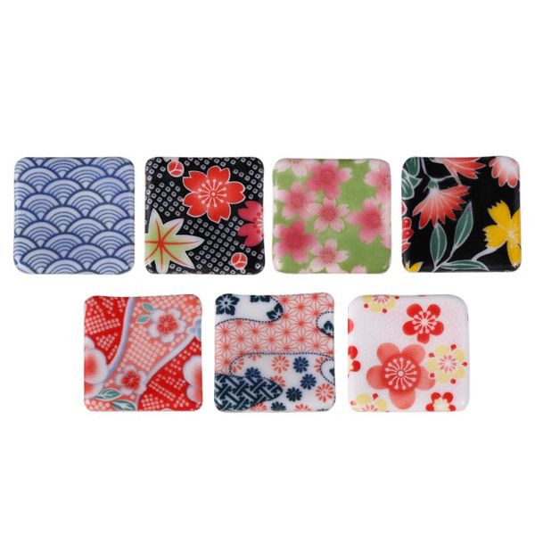 

chopsticks 7pcs japanese-style chopstick rack square printing household holder spoon rest deskadornment (random