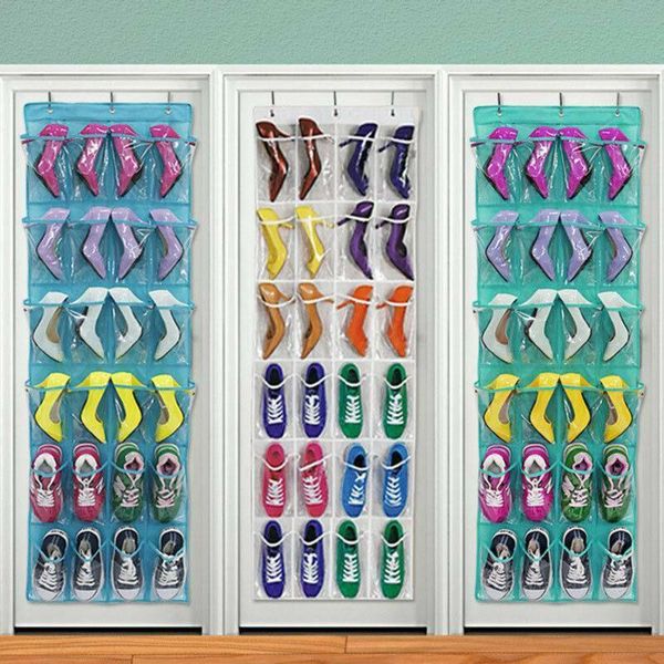 

home over the door hanging space organizer holder footwear storage rack closet shoes blue/pink/white/green home