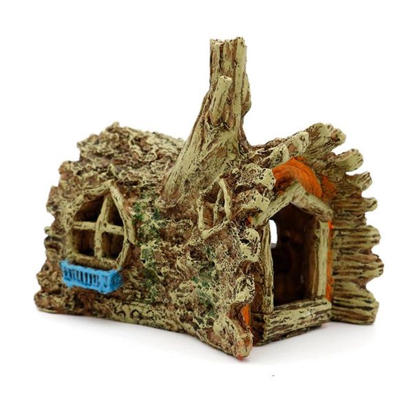 

decorations fish tank aquarium decoration simulation tree house resin landscaping wooden hollow escape cave reptile accessories