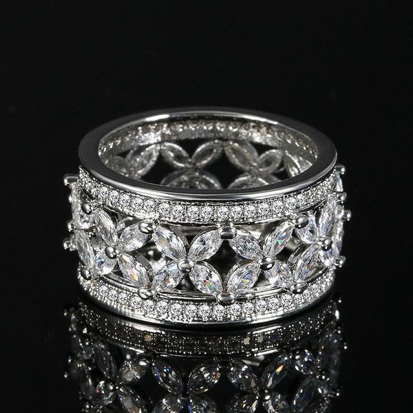 

cluster rings yayi jewelry fashion princess cut prong setting white cubic zirconia silver color engagement wedding party leaves gift, Golden;silver
