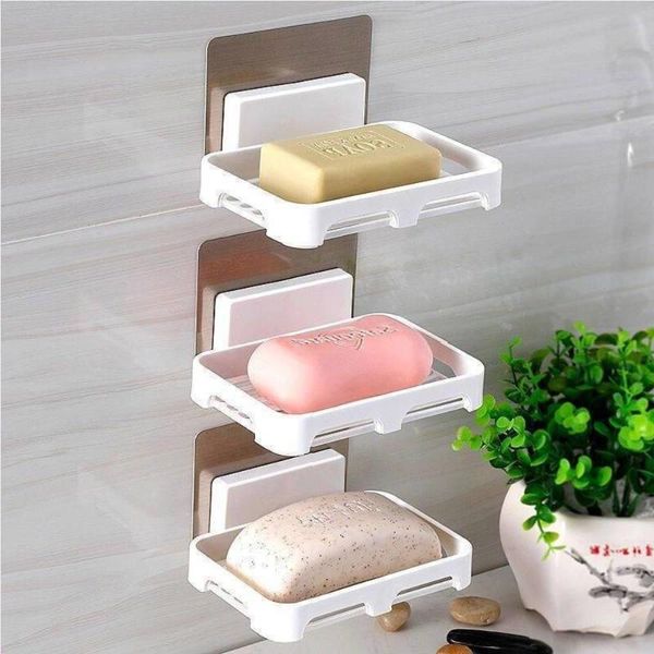 

soap dishes non perforated box drain sucker bathroom shelf wall mounted rack toilet