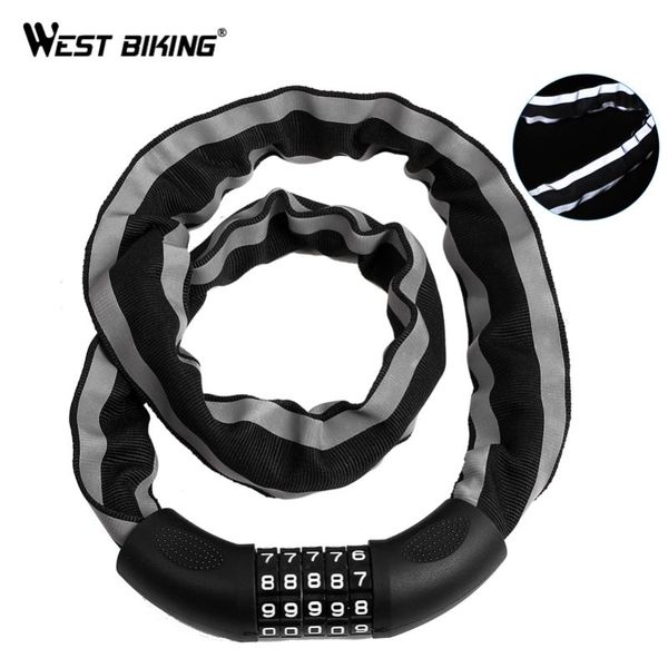 

bike locks west biking reflective chain lock upgrade 5-digit password motorcycle cycling security anti-theft bicycle