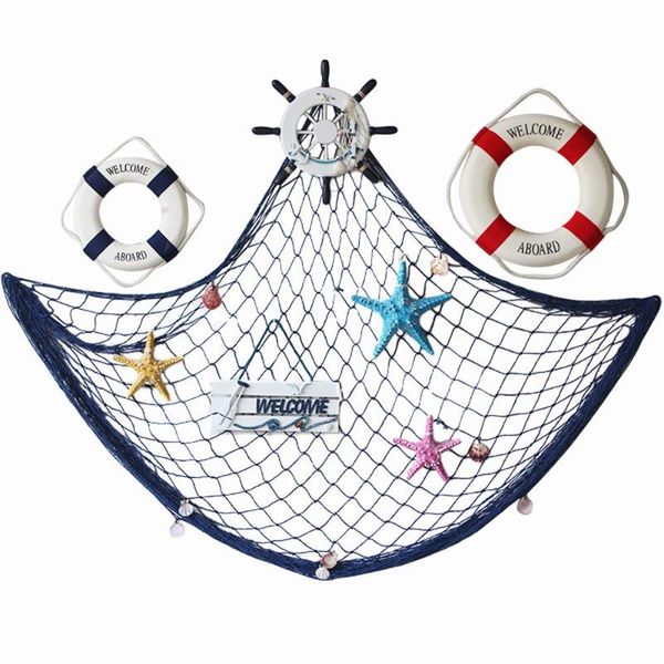 

novelty items ocean beach series fishnet decoration coarse rope shell starfish background pography props home garden ornaments