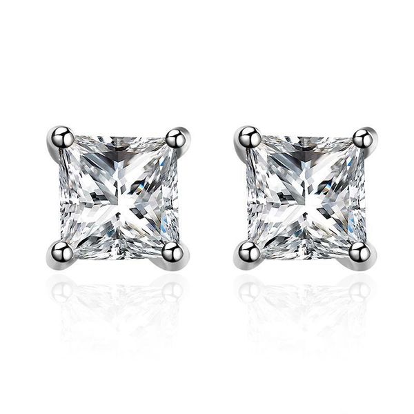 

stud maikale simple square cubic zirconia earrings for women gold colorful 4 cz small korean gift, Golden;silver