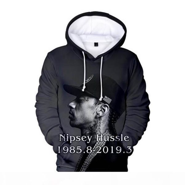

r.i.p. rapper nipsey hussle 3d print hoodies sweatshirt men women popular hip hop casual harajuku long sleeve hoodie plus size, Black