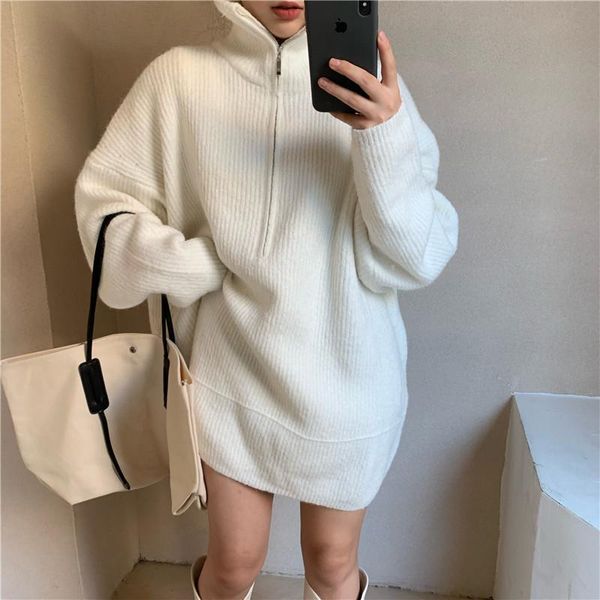 

women's sweaters spring dress girls boho solid female vintage party oversize long sleeve women dresses robe vestid, White;black