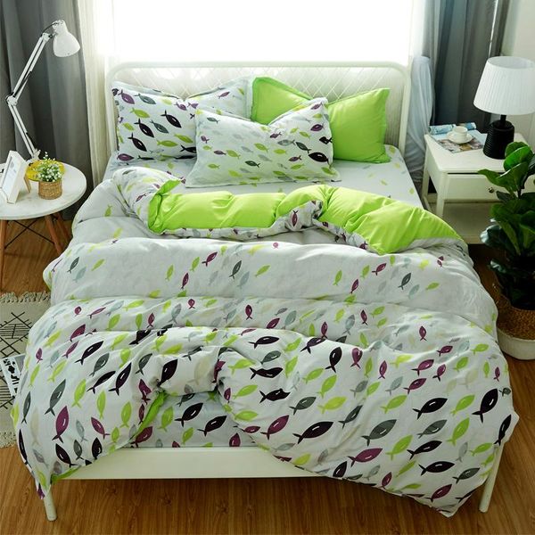 

bedding sets fish undersea world set green white pillowcase duvet cover bedlinen twin full  king size