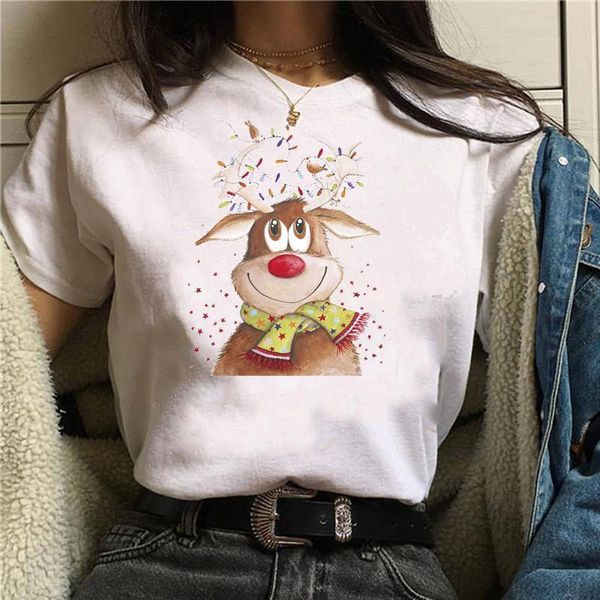 

new women t shirt kawaii deer printed christmas shirts harajuku t-shirt white suitable all seasons tshirt clothing