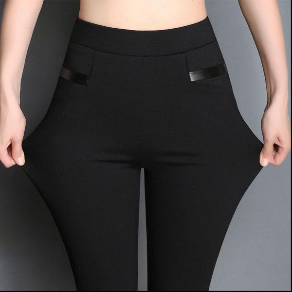 

2020 plus size pocket women high waist black pants women high elastic skinny pants stretchy women trousers xxl, Black;white
