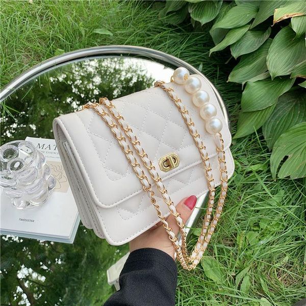 

evening bags shoulder bag female designer crossbody women handbag purse beaded chain fashion 2021 pu leather diamond lattice