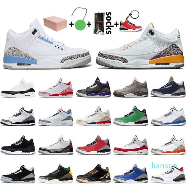 

jumpman unc 3 laser orange with box mens basketball shoes 3s midnight navy red cement court purple katrina true blue trainers snea lesvago, Black