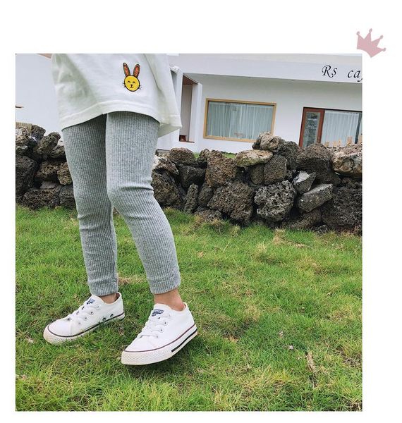 

2021 solid color multicolor pants boys knitted kids casual baby girls cotton baby children leggings 400603, Blue