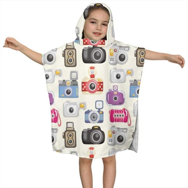 

towel camera pattern kids hooded bath for children
