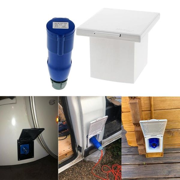 

parts rv camper 220v-240v 16a external flush hook up waterproof plug socket