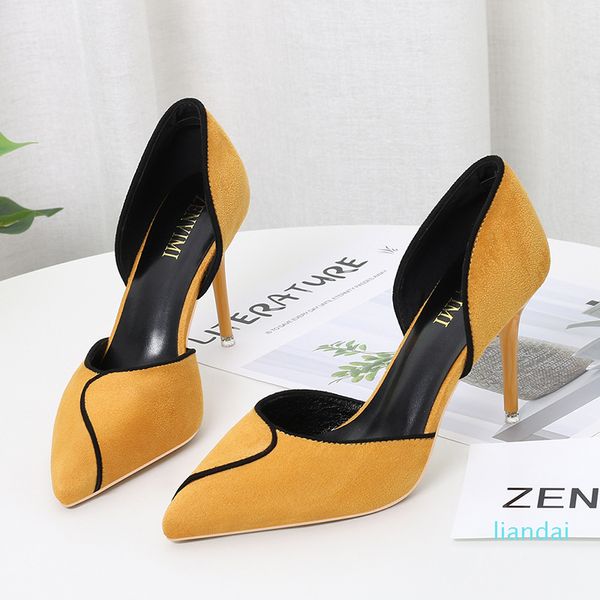 Europa Trend Micro Wildleder Frau Pumps High Heel Sandalen Seite offen Sommerschuhe für Damen Mädchen Kleid Schuhe zy687