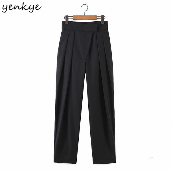 

2021 new spring ol style suit pants women office lady solid high waist female trousers fashion flowy chic pantalons fa0g, Black;white