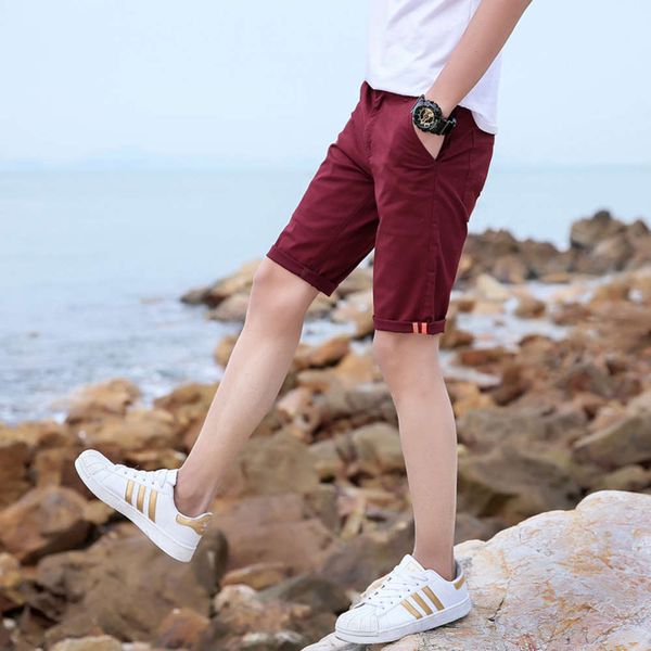 

casual shorts men's slim student summer thin capris youth pants z, Black