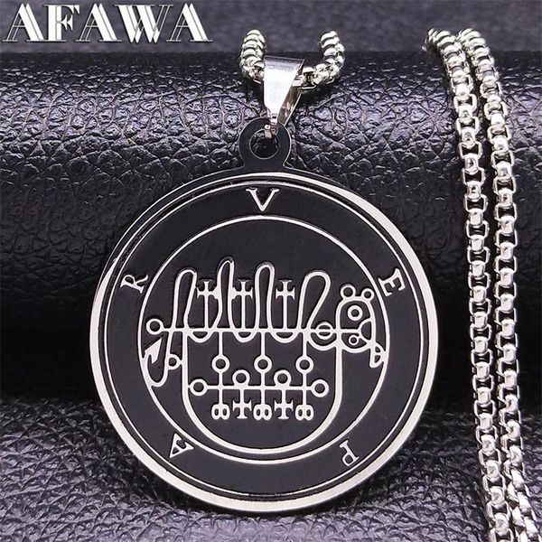 

pendant necklaces stainless steel black sigil necklace women goetia of vepar demon satan satanic patch pin jewelry n3682s02, Silver