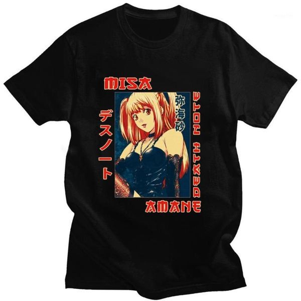 

men's t-shirts retro death note misa amane t shirt for men short sleeved japan anime manga tshirt pure cotton summer t-shirt fans tee, White;black