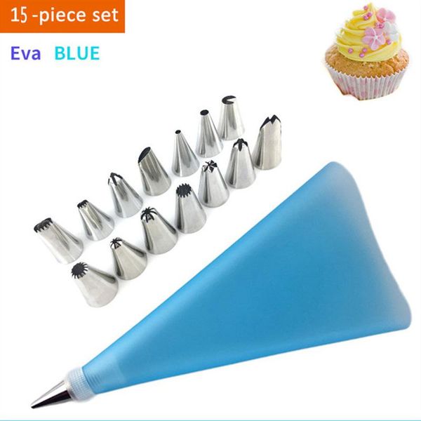 

baking & pastry tools 15pcs/set stainless steel nozzle small with silicone bag 1 cake icing piping decoration flower maker