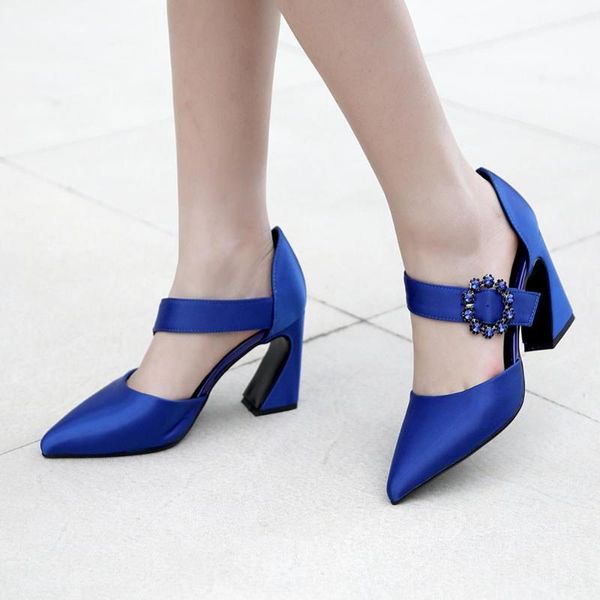 

dress shoes jouir talons 2021 brand design silk women sandals strange style heels pointed toe crystal pumps summer party woman, Black