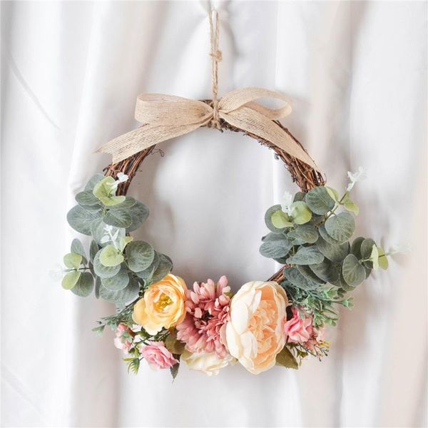 

decorative flowers & wreaths cilected nordic ins simulation peony wreath wall hanging decoration artificial green plant woven pendant weddin