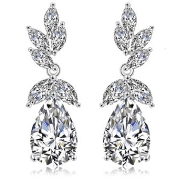 

designer more color crystal jewelry storne 925 silver diamond leaves waterdrop lady's earings 10.89