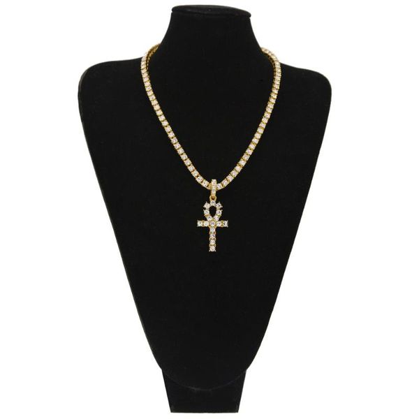 

pendant necklaces arrival tennis chain cruz ankh penant luxury crystal cross necklace for women men statement jewelry bijoux, Silver