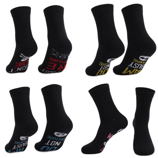

letters printed fashion black socks winter sports socks soft warm cotton crew socks long stockings middle calf sock h21802, Pink;yellow