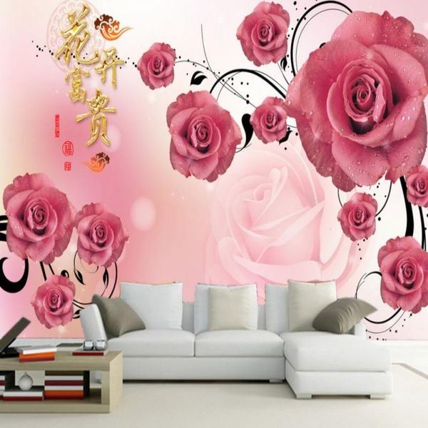 

wallpapers drop custom wallpaper flower modern minimalist pink rose for living room 3d duvar kagidi