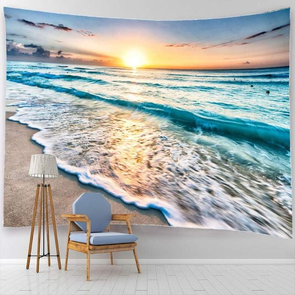 

tapestries ocean tapestry sea beach wave sun cloud landscape scenery nature wall art bohemian home decor
