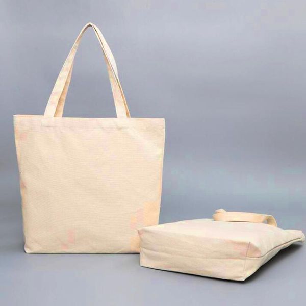 

storage bags white canvas shopping eco reusable foldable shoulder bag large handbag fabric cotton tote for women vogue