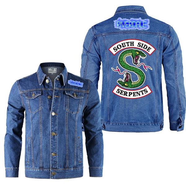 

2022 men's jackets riverdale denim jacket men casual lapel single breasted jeans mens coat, Black;brown