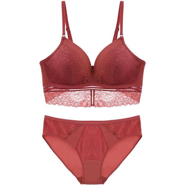 

bras sets lingerie set women wireless thin and panties plunge bra brief lace floral brasier red black gray s  l xl underwear