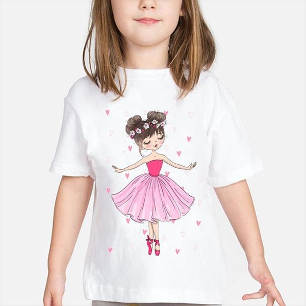 

t shirt for girls ballet dancer pink love print kawaii kids clothes birthday harajuku, Blue