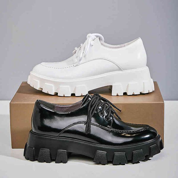 

dress shoes phoentin sapatos de plataforma couro femininos, confortÃ¡veis salto mÃ©dio com cadarÃ§o grosso, redondo, para outono 4v9h, Black