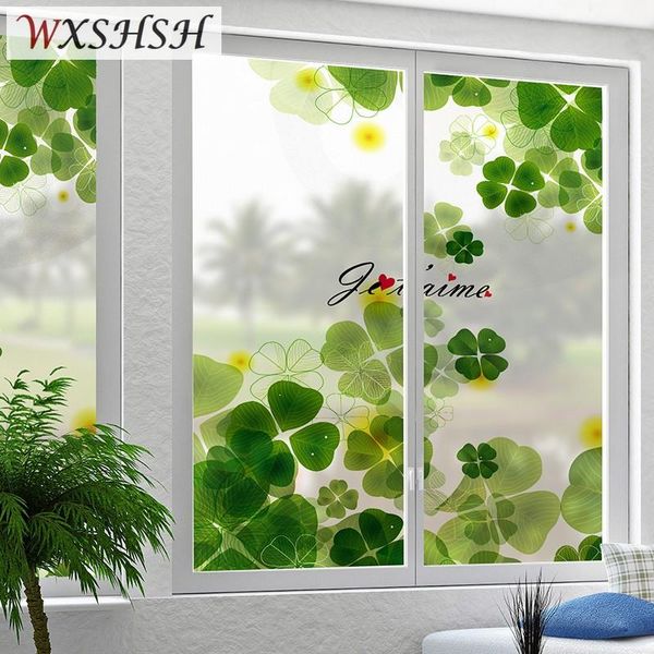 

customized size static cling window sticker four leaf clover decorative private reusable glass film for home office store market