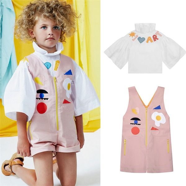 Ahududu Erik Çocuklar Kızlar Şık Pembe Tulum ve Bluz Eşleştirme Toddler Yaz Bahar Moda Giysileri Çocuk Marka 210619