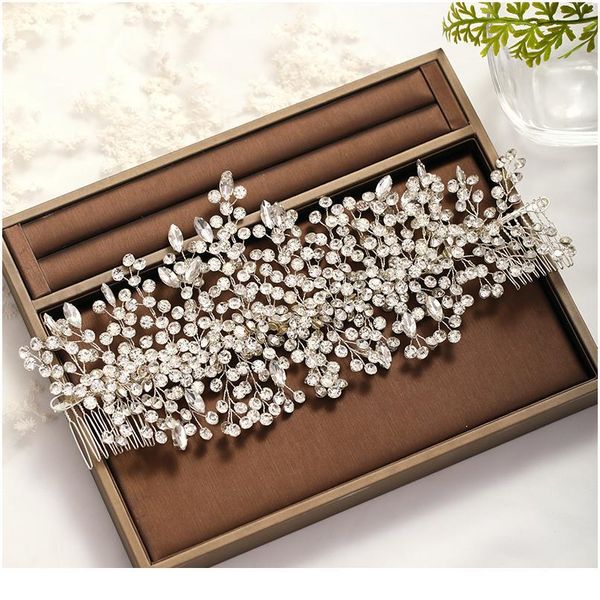 

trendy wedding tiara baroque crystal headdress silver color rhinestone hair comb bridal hair jewelry ms wedding acc qylxev