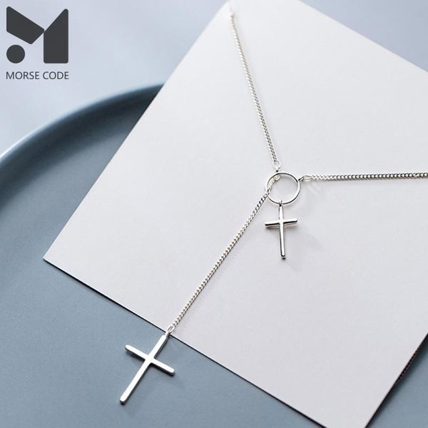 

mc fashion simple cross long chain pendant necklace fashion sweater chain necklace jewelry for women accessories factor direct, Silver