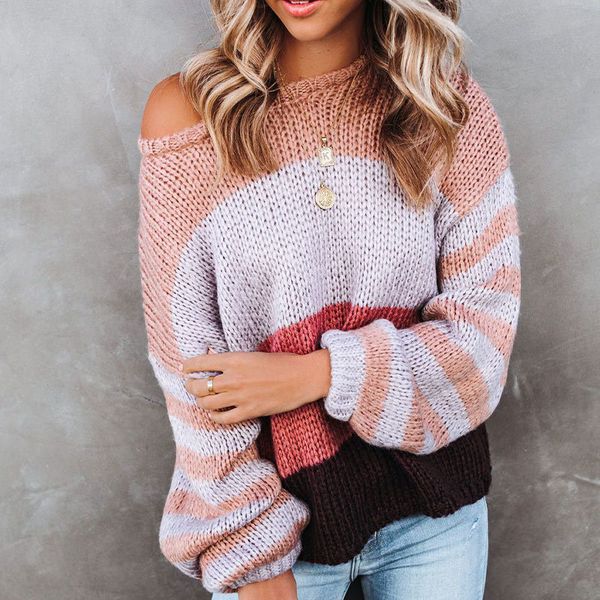 

women's sweaters female sweater, round collar, striped knitted sweater for women, female blouse autumn and winter zif3, White;black