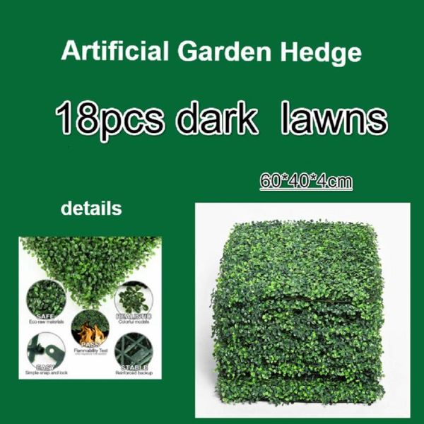

decorative flowers & wreaths 18pcs hedge plant per boxwood set - use for uv protection indoor outdoor, fence privacy screen, grass wall, gre