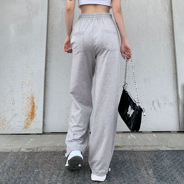 

grey womens pants baggy sweaterpants streetwear trousers spoty cotton gothic vintage run female joggers 90s aesthetics, Black;white