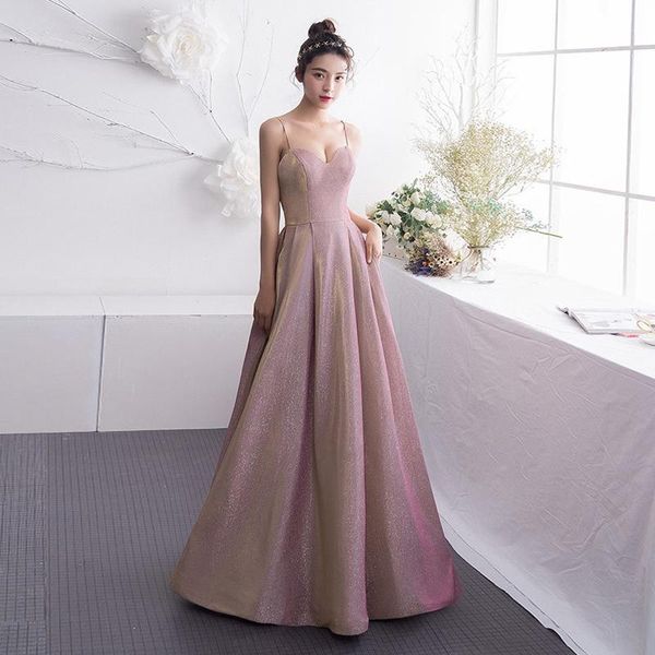

party dresses 2021 fashion women banquet dress sweetheart sleeveless korea long slim aline backless spaghetti strap prom gown, White;black