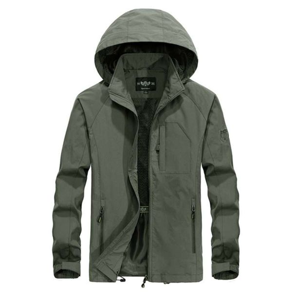 Plus size 5xl homens impermeáveis ​​jaqueta respirável primavera outono fino casual exército exército tático windbreaker casaco casaco 210928