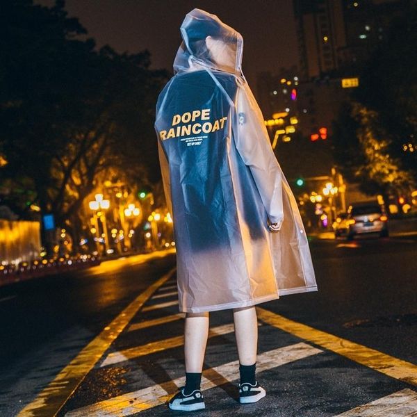 

sunscreen waterproof rain coat letter print cute see through longtrench teen girls women clear long transparent loosen hooded, Tan;black