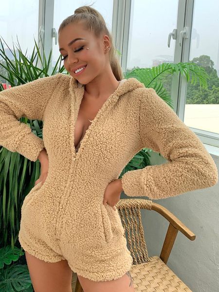 

women's jumpsuits & rompers long sleeved hooded overalls shorts leisure streetwear cute playsuit, Black;white